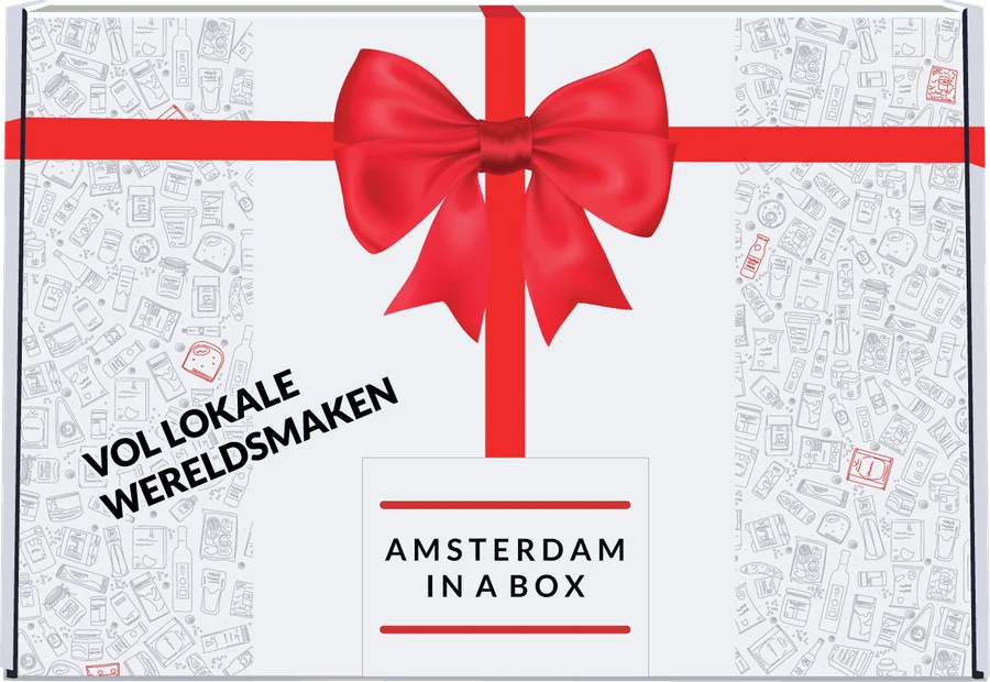 Amsterdam in a Box cadeaudoos met rode strik